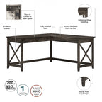 Key West 60W L Desk with File Cabinet and Bookcase by Bush Furniture