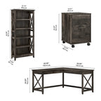 Key West 60W L Desk with File Cabinet and Bookcase by Bush Furniture