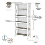 Key West 60W L Desk with File Cabinet and Bookcase by Bush Furniture
