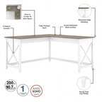 Key West 60W L Desk with File Cabinet and Bookcase by Bush Furniture