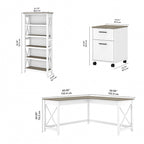 Key West 60W L Desk with File Cabinet and Bookcase by Bush Furniture