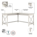 Key West 60W L Desk with File Cabinet and Bookcase by Bush Furniture