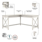 Key West 60W L Desk with File Cabinet and Bookcase by Bush Furniture