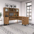 Bush Furniture Somerset 72W L Shaped Desk with Storage Hutch