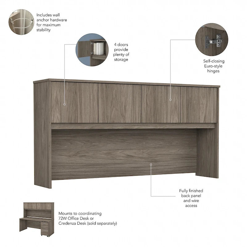 Studio C 72W Desk with Hutch and Drawers by Bush Business Furniture