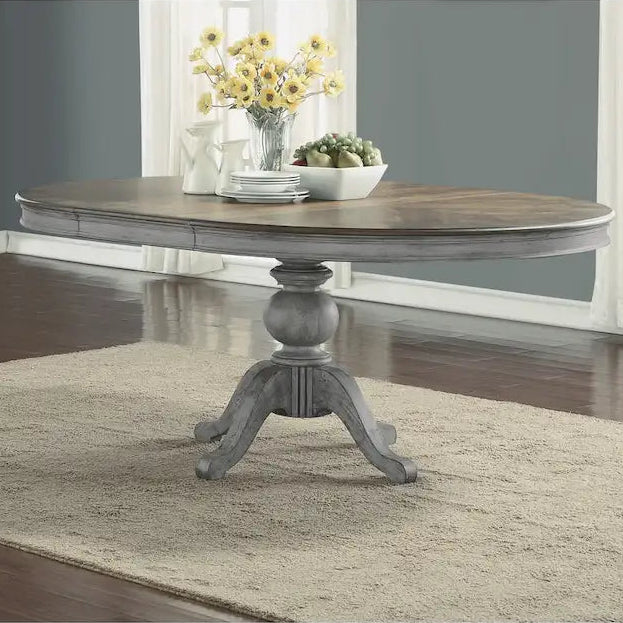 Plymouth Gray Wood Pedestal Dining Table - 72 x 30 x 54