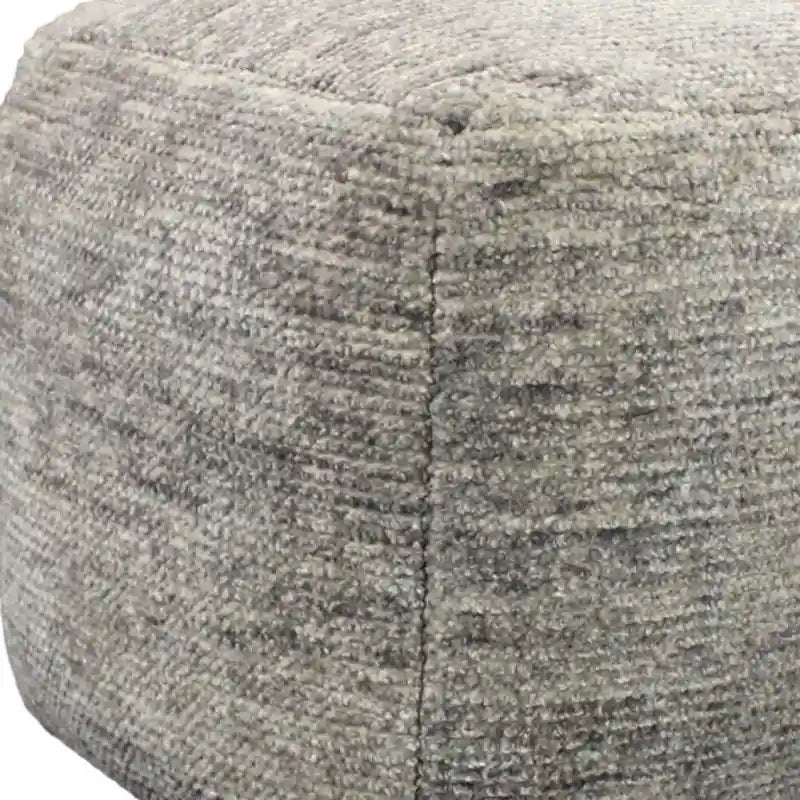 HomeRoots 18 Gray Wool Cube Pouf Ottoman