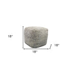 HomeRoots 18 Gray Wool Cube Pouf Ottoman