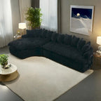 127 Large Corduroy Upholstered L-Shape Modular Sectional Sofa with 10 Pillows, High-Resilience Foam, No Assembly Required