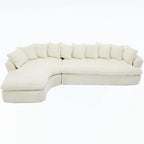 127 Large Corduroy Upholstered L-Shape Modular Sectional Sofa with 10 Pillows, High-Resilience Foam, No Assembly Required