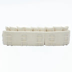 127 Large Corduroy Upholstered L-Shape Modular Sectional Sofa with 10 Pillows, High-Resilience Foam, No Assembly Required