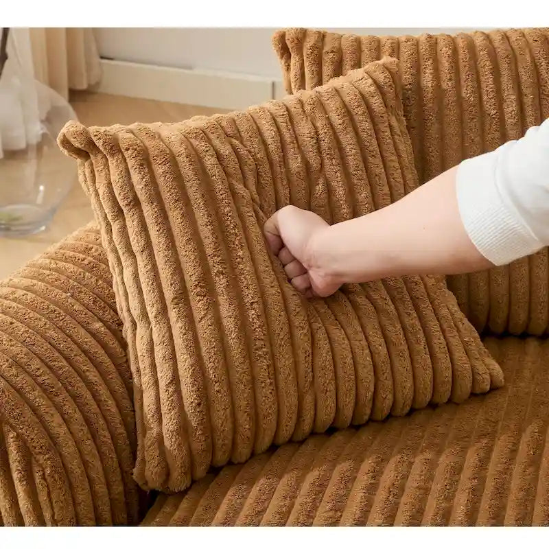 127 Large Corduroy Upholstered L-Shape Modular Sectional Sofa with 10 Pillows, High-Resilience Foam, No Assembly Required