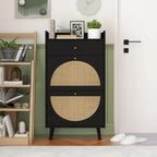 Rattan, Allen 2 door 1 drawer cabinet, shoe rack, double layer, suitable for entrance