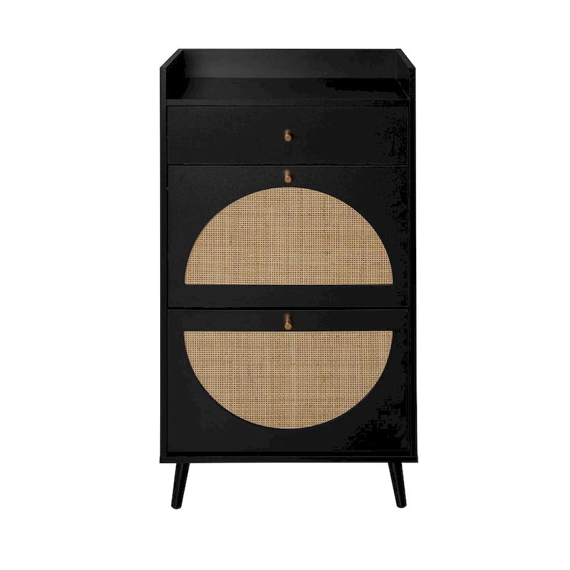 Rattan, Allen 2 door 1 drawer cabinet, shoe rack, double layer, suitable for entrance
