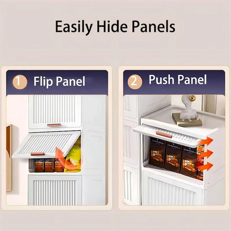 Kitchen Carts, Flip Open Storage Box With Wheels, Movable Storage Cabinet, Kitchen Shelf, Movable Storage Box-White
