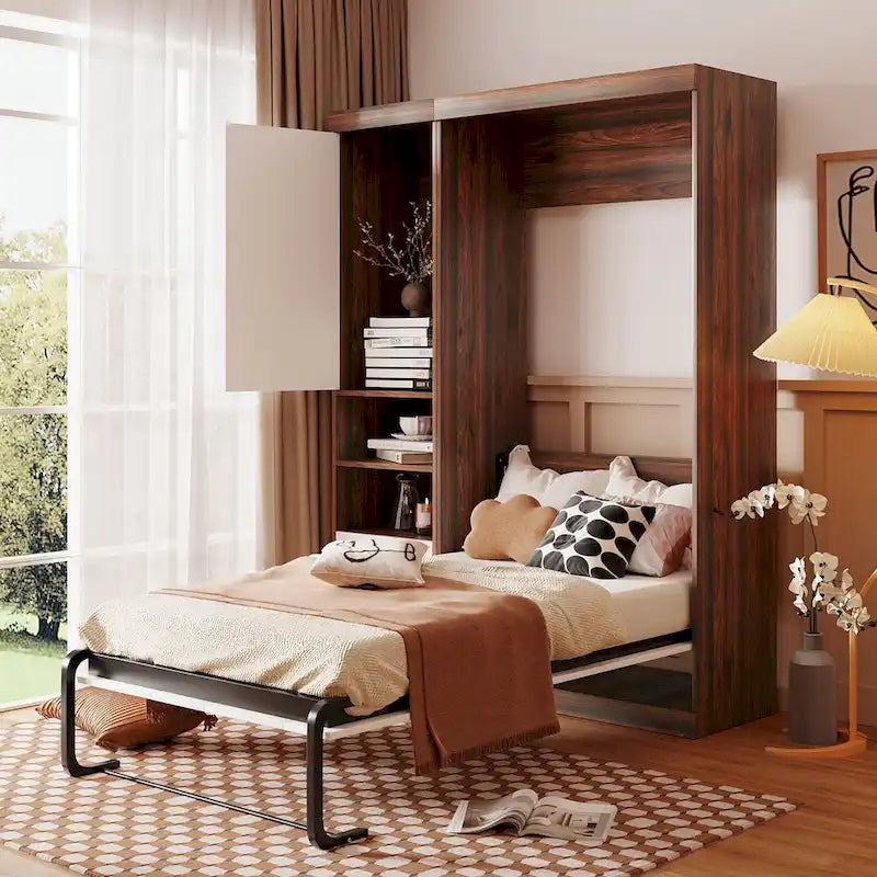 Twin Size Murphy Bed Wall Bed with Cabinet