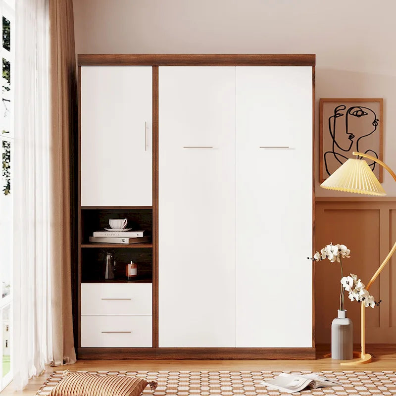 Twin Size Murphy Bed Wall Bed with Cabinet