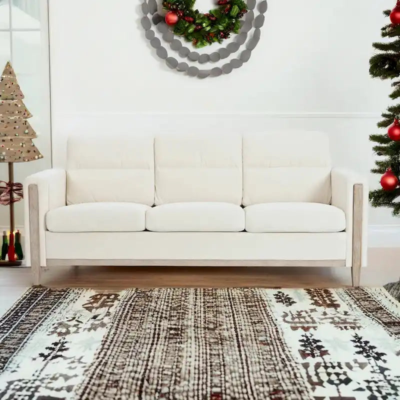 Larb Modern Solid Wood Three-Seater Sofa Couch by Christopher Knight Home