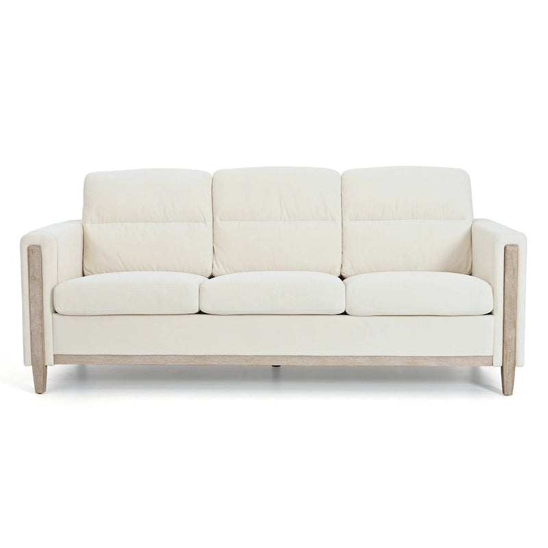 Larb Modern Solid Wood Three-Seater Sofa Couch by Christopher Knight Home