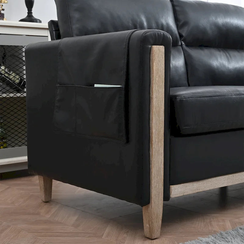Larb Modern Solid Wood Three-Seater Sofa Couch by Christopher Knight Home