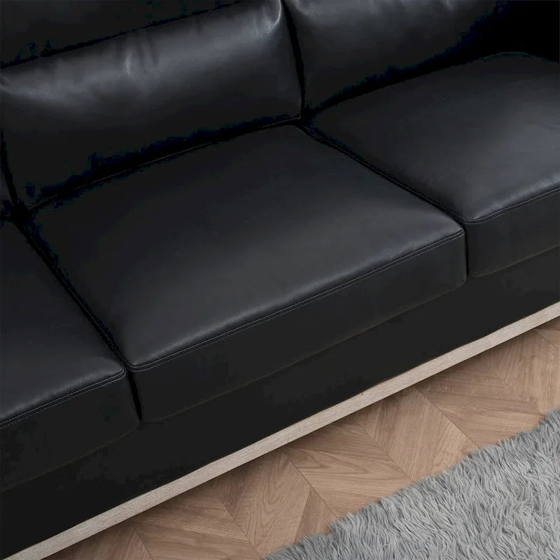 Larb Modern Solid Wood Three-Seater Sofa Couch by Christopher Knight Home