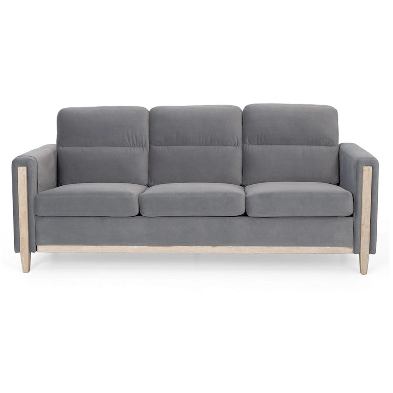 Larb Modern Solid Wood Three-Seater Sofa Couch by Christopher Knight Home