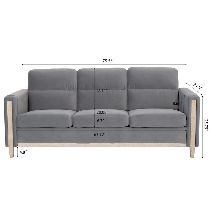 Larb Modern Solid Wood Three-Seater Sofa Couch by Christopher Knight Home