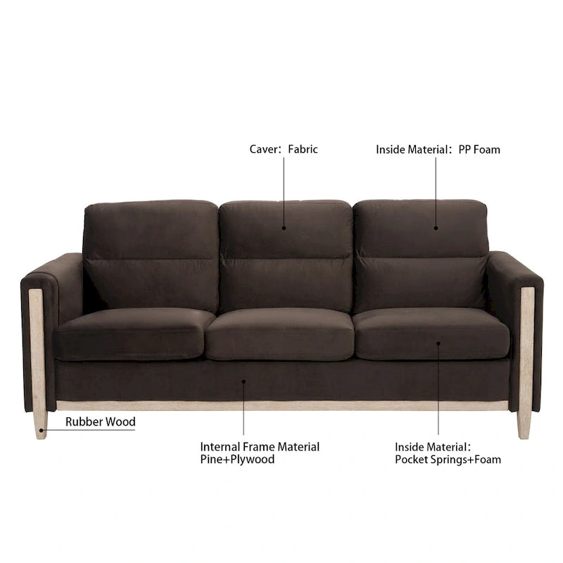 Larb Modern Solid Wood Three-Seater Sofa Couch by Christopher Knight Home