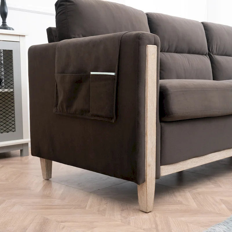Larb Modern Solid Wood Three-Seater Sofa Couch by Christopher Knight Home