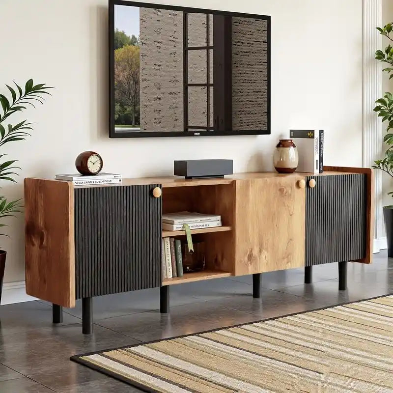 Mid-Century TV Stand, Media Console for 70 TVs, Entertainment Center with Storage