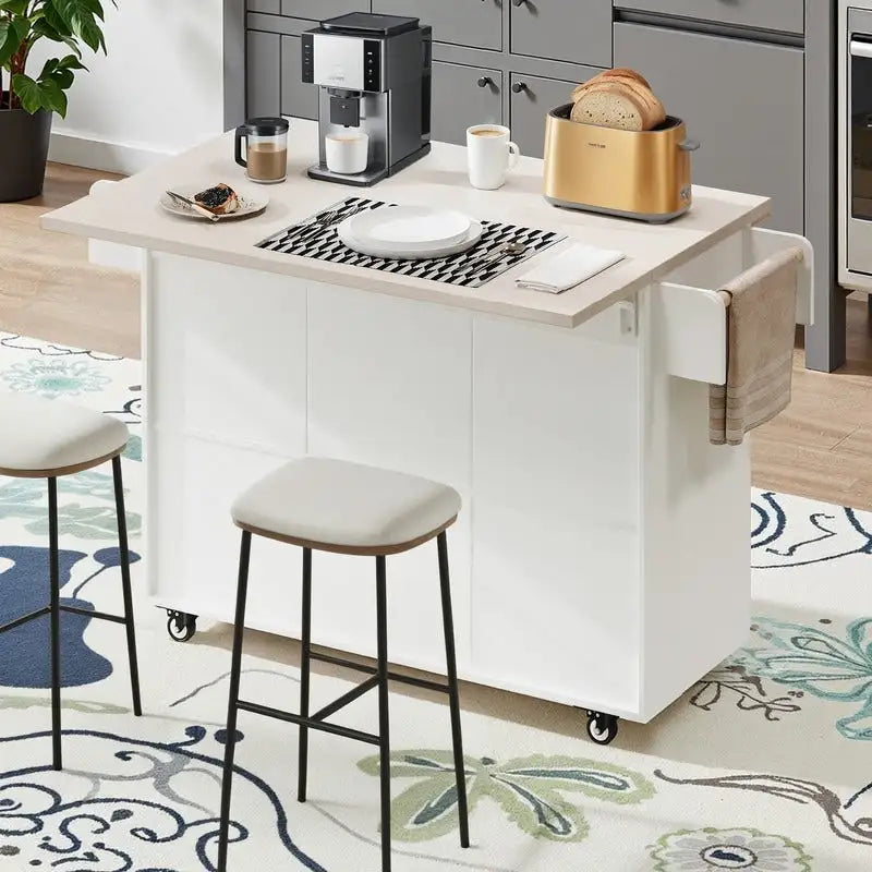 Alger Kitchen Island with Trash Can Storage Cabinet