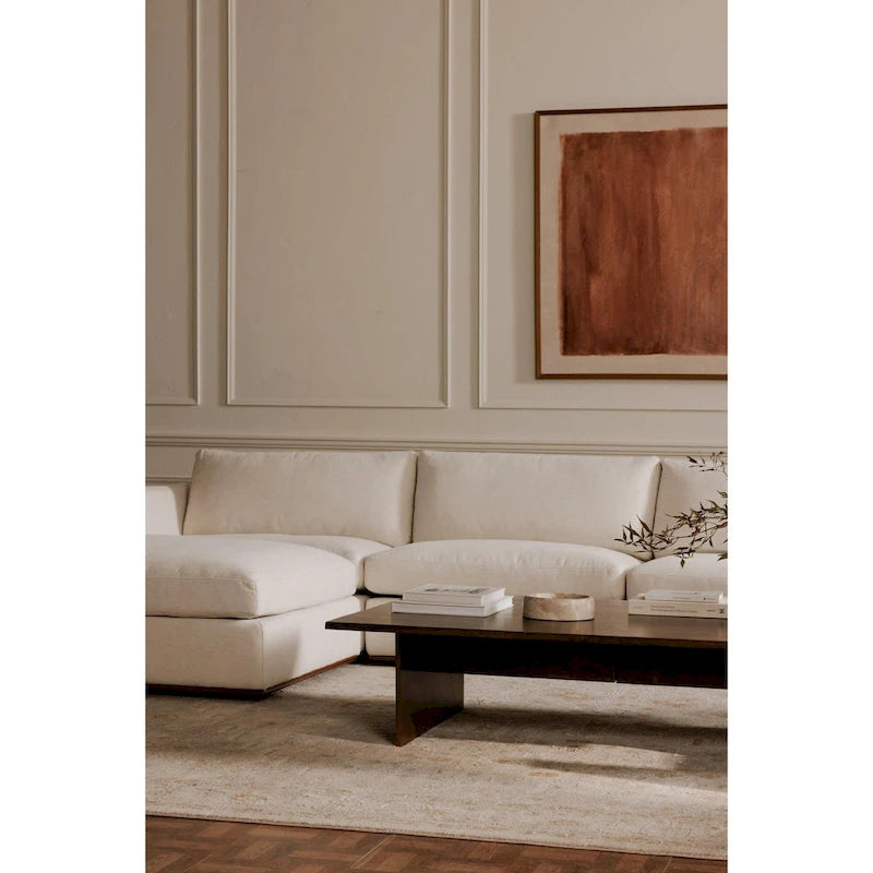NADAAL STUDIOS Rio Modular Sofa With Rubber Wood Base - 136.2W x41D x23.6H