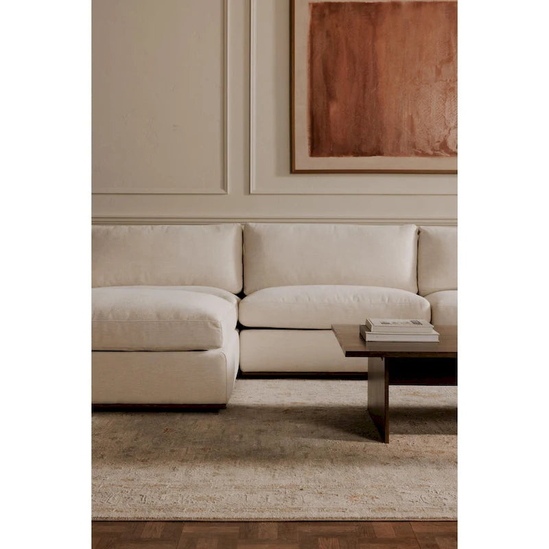 NADAAL STUDIOS Rio Modular Sofa With Rubber Wood Base - 136.2W x41D x23.6H