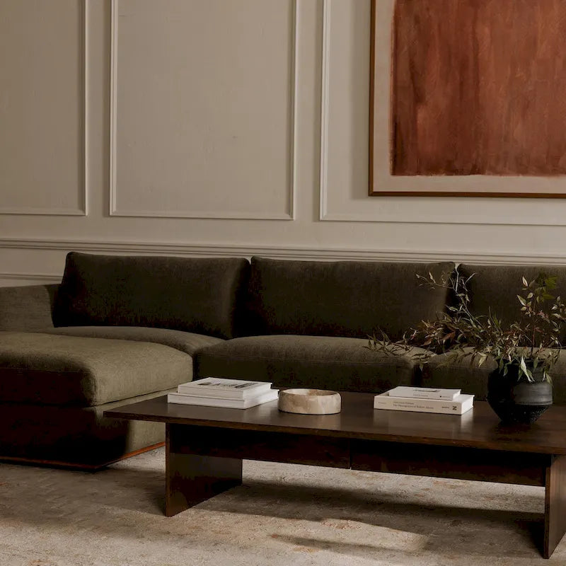NADAAL STUDIOS Rio Modular Sofa With Rubber Wood Base - 136.2W x41D x23.6H