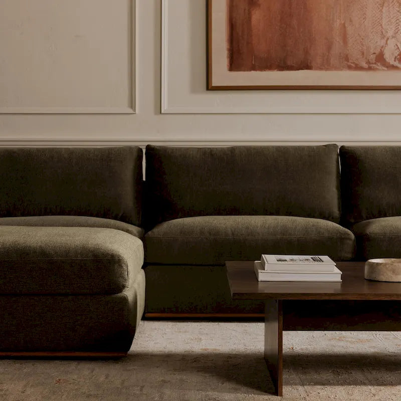 NADAAL STUDIOS Rio Modular Sofa With Rubber Wood Base - 136.2W x41D x23.6H