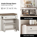 WAMPAT 59 Farmhouse TV Stand for 65 inch TV, Wood Entertainment Center with 2 Drawers and Storage Cabinets, Adjustable Shelves