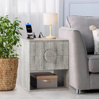 Nightstand Wide Fluted Nightstand with Charging Station