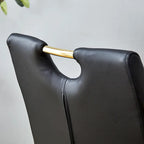 PU Dining Chair Set, Uniquely Designed Black Dining Chairs, Pu Material, Paired With Gold Metal Chair Legs (Set Of 4)