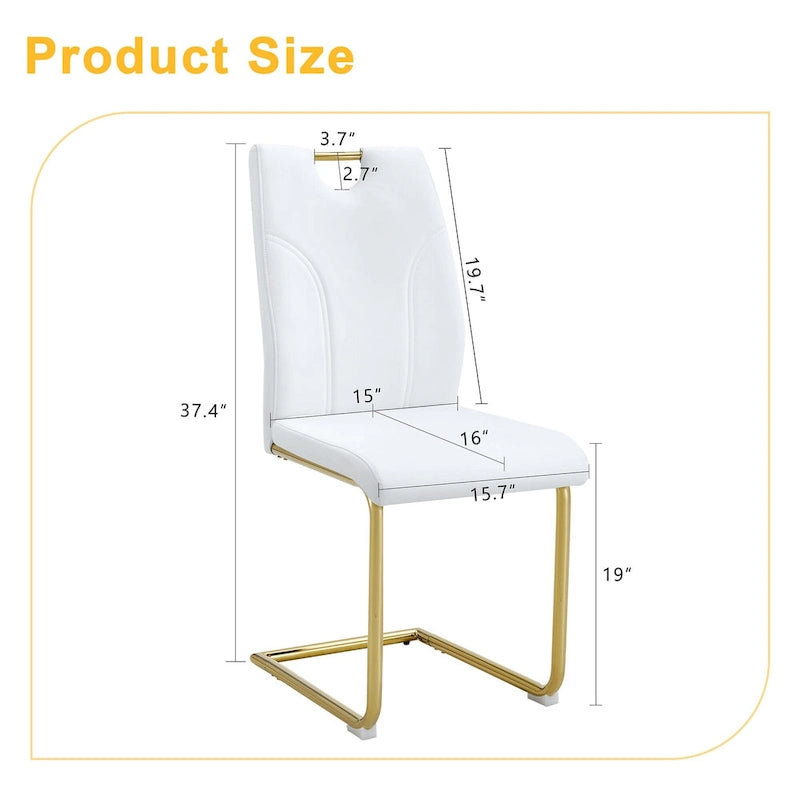 PU Dining Chair Set, Uniquely Designed Black Dining Chairs, Pu Material, Paired With Gold Metal Chair Legs (Set Of 4)