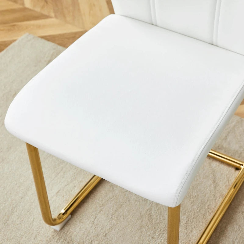 PU Dining Chair Set, Uniquely Designed Black Dining Chairs, Pu Material, Paired With Gold Metal Chair Legs (Set Of 4)