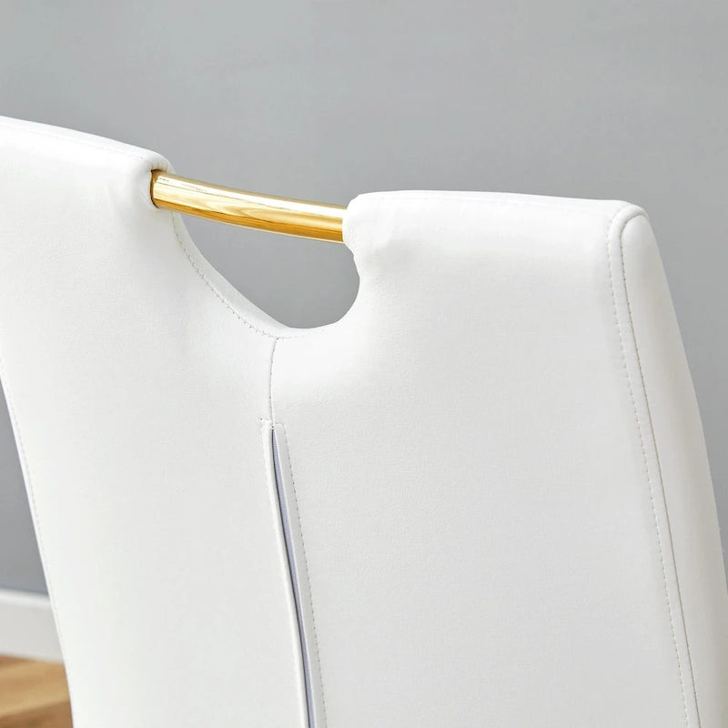 PU Dining Chair Set, Uniquely Designed Black Dining Chairs, Pu Material, Paired With Gold Metal Chair Legs (Set Of 4)