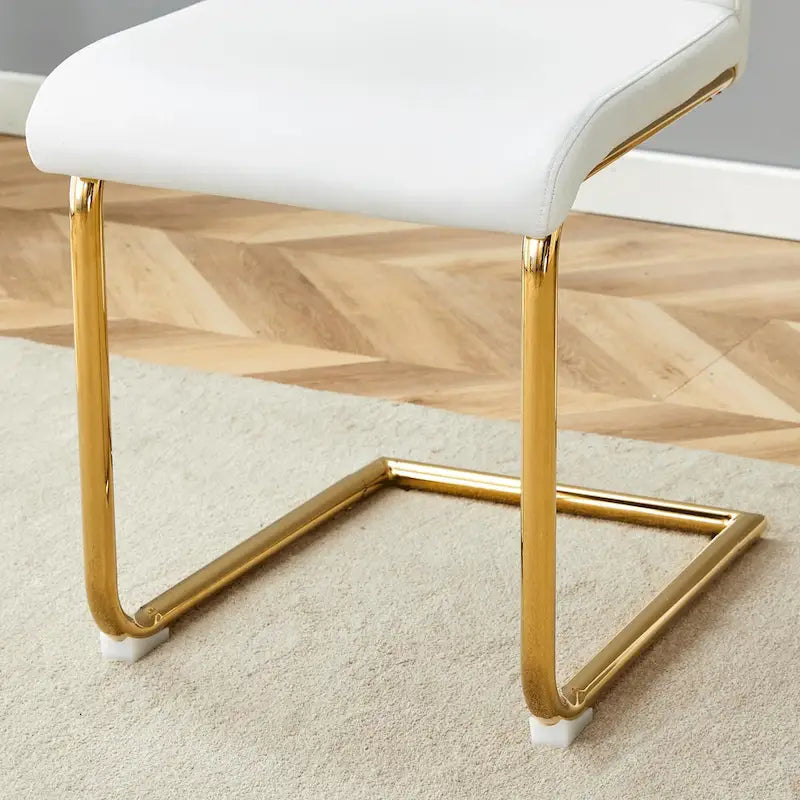 PU Dining Chair Set, Uniquely Designed Black Dining Chairs, Pu Material, Paired With Gold Metal Chair Legs (Set Of 4)