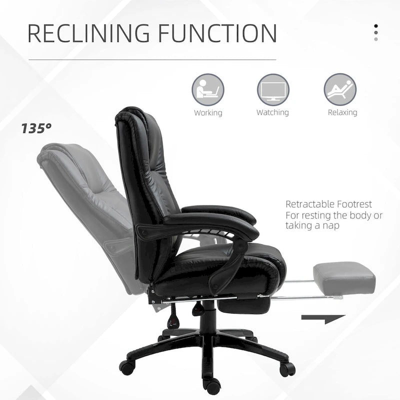 Executive High Back Office Chair Executive Computer Desk Chair with Adjustable Height and Retractable Footrest