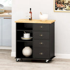 Kitchen Island On Wheels With Door, 2 Drawer, 3 Shelf, 31.5 Width Rolling Kitchen Table With Storage Cabinet