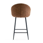 Roomfitters 26.5 Modern Upholstered Counter Stools, Set of 2 Bar Height Chairs with Metal Legs and Cushioned Seat, Beige+Brown