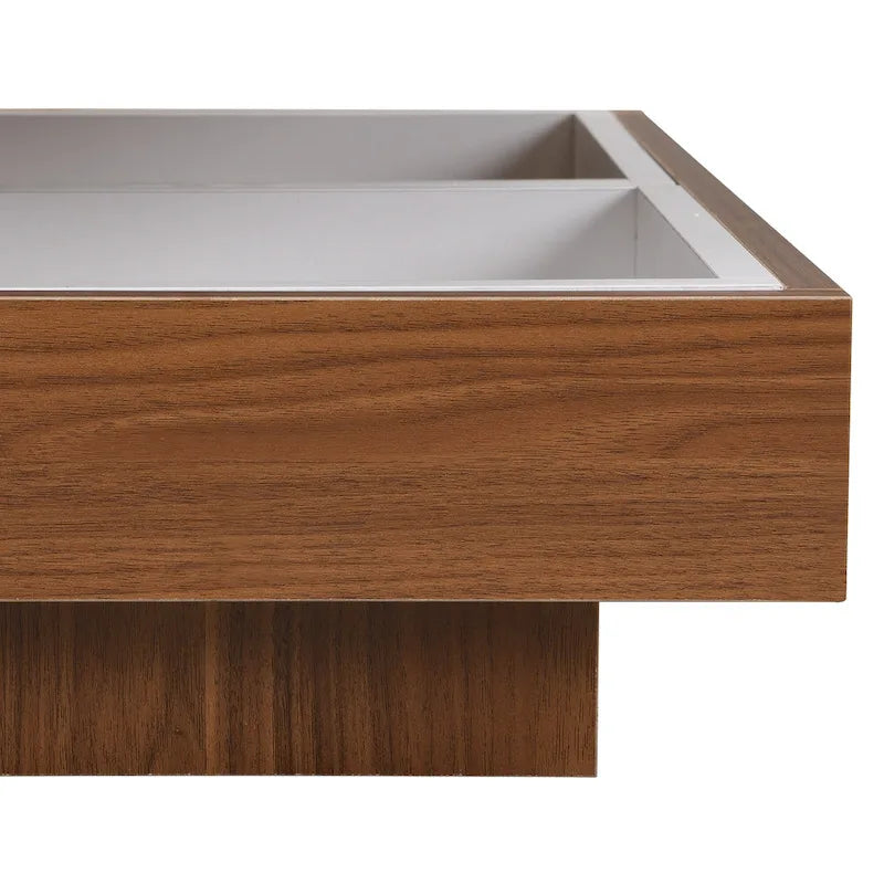 Modern 2-Tier Square 360Rotating Coffee Table with 3 Detachable Tray