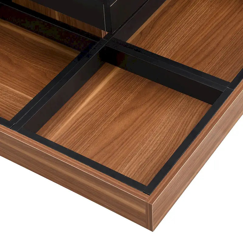 Modern 2-Tier Square 360Rotating Coffee Table with 3 Detachable Tray