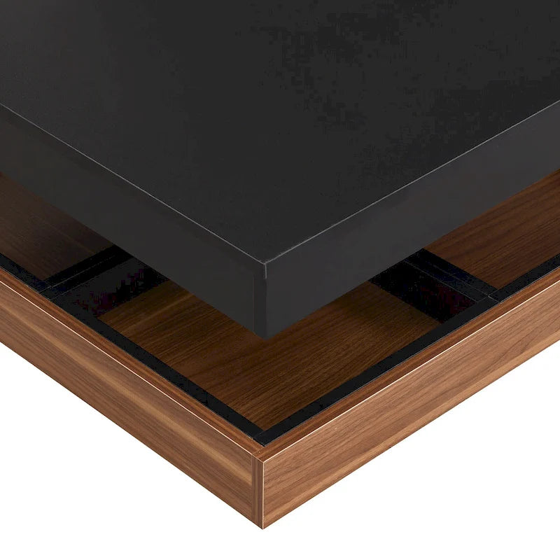 Modern 2-Tier Square 360Rotating Coffee Table with 3 Detachable Tray