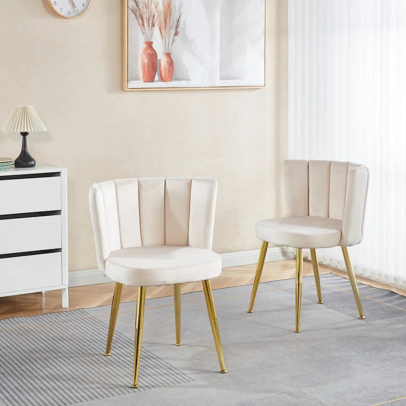 Velvet Dining Chairs with Gold Legs (Set of 2)