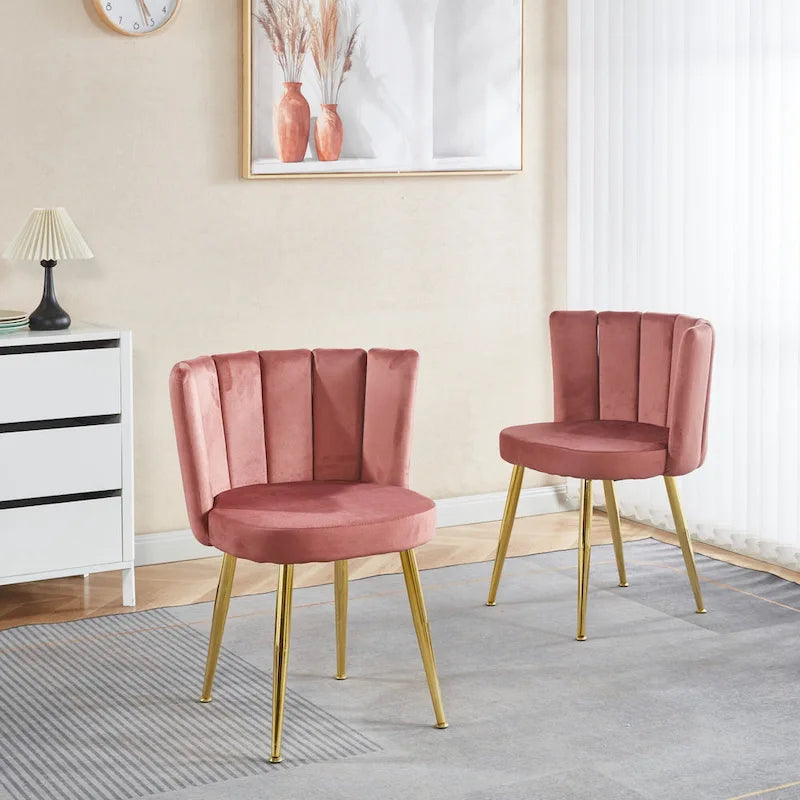 Velvet Dining Chairs with Gold Legs (Set of 2)